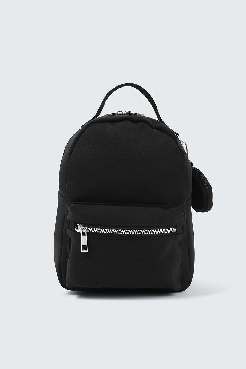 Ardene Canvas Backpack with Coin Purse in Black | 100% Recycled Polyester | Eco-Conscious