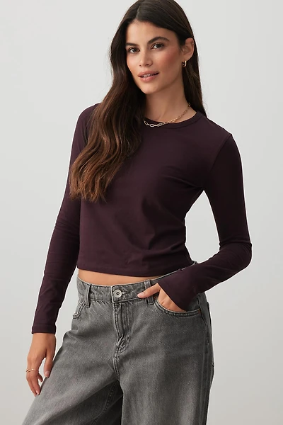 Ardene Effortless Everyday Long Sleeve T-Shirt in | Size | Cotton/Elastane | Eco-Conscious