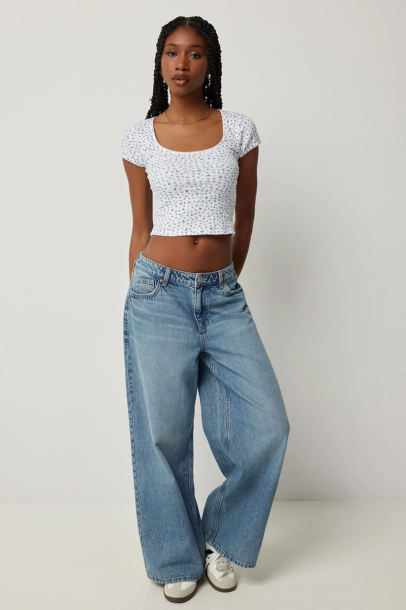 T-shirt court en pointelle