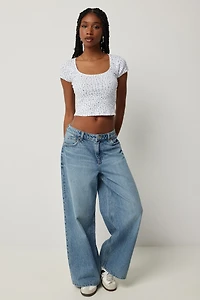 T-shirt court en pointelle