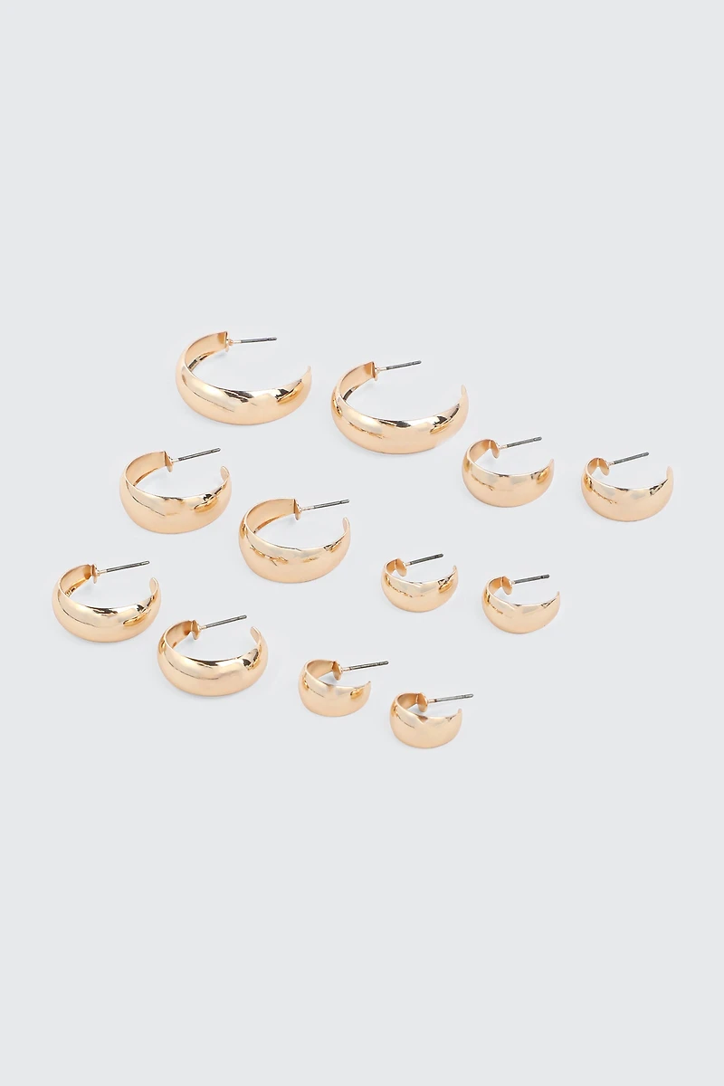Ardene 6-Pack Hoop Earrings in Gold | Stainless Steel