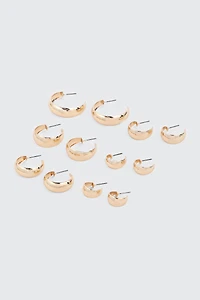 Ardene 6-Pack Hoop Earrings in Gold | Stainless Steel