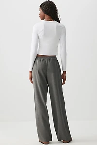 Pantalon à jambe large et taille mi-haute