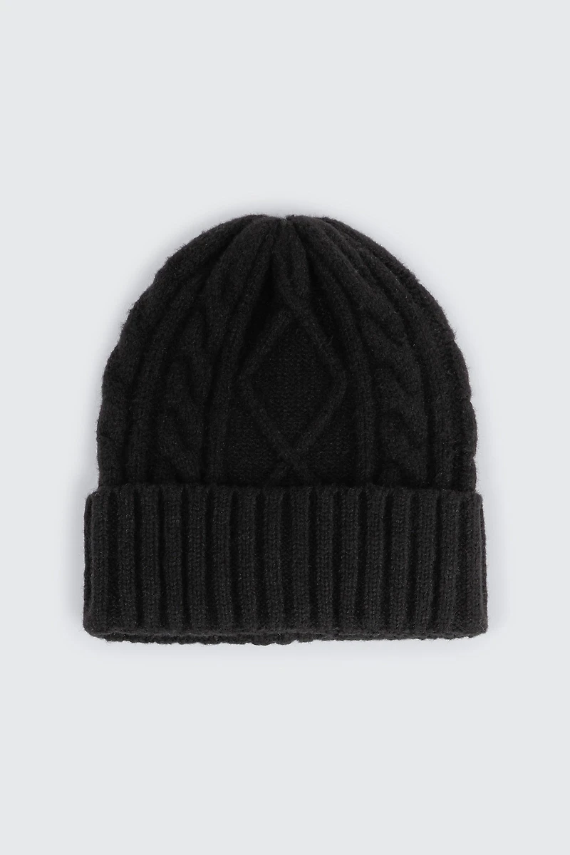 Ardene Cable Knit Beanie in Black | Nylon/Spandex