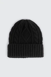 Ardene Cable Knit Beanie in Black | Nylon/Spandex