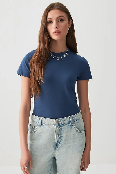 Ardene Effortless Everyday T-Shirt in Dark Blue | Size | Cotton/Elastane | Eco-Conscious