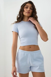 T-shirt court à col rond sans coutures