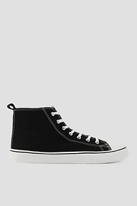 Ardene Man Canvas High Top Sneakers For Men in Black | Size | Rubber | Eco-Conscious
