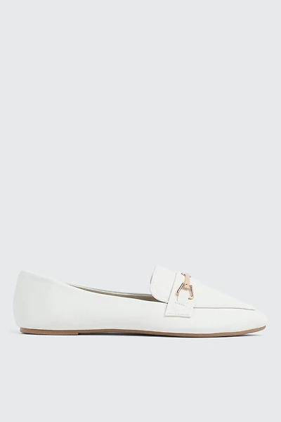 Ardene Faux Leather Pointed Toe Loafers in Off-White | Size | Eco-Conscious