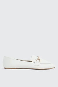 Ardene Faux Leather Pointed Toe Loafers in Off-White | Size | Eco-Conscious