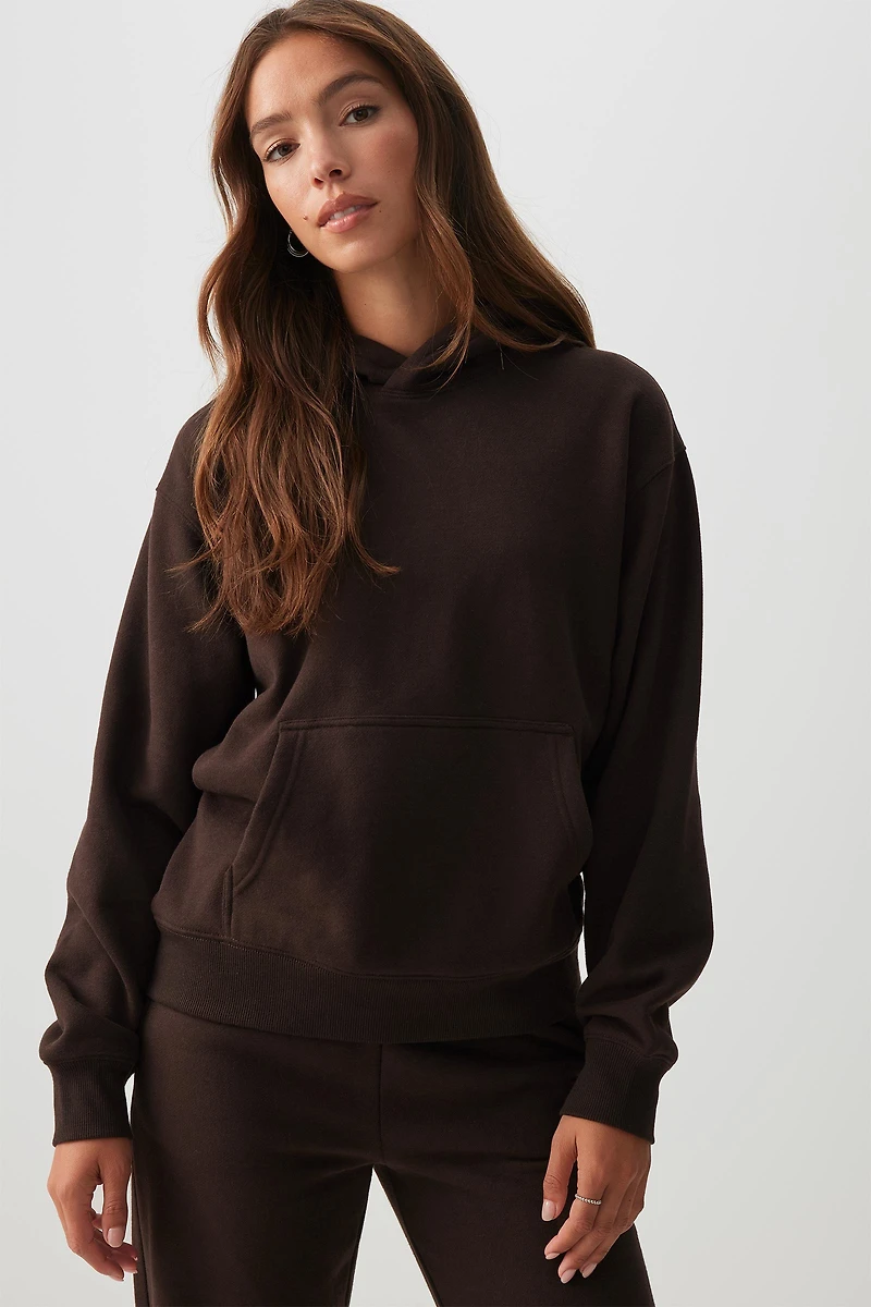 Ardene MADESOFT Fleece Hoodie in Chocolate | Size | Polyester/Cotton | Eco-Conscious