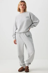 Ardene Lazy Sundays Club Sweatpants in Light Grey | Size | Polyester/Cotton | Fleece-Lined | Eco-Conscious