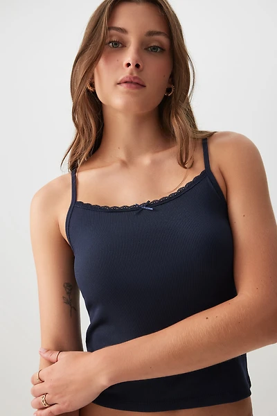 Ardene Super Soft Rib PJ Tank Top in Dark Blue | Size | Polyester/Spandex | Eco-Conscious