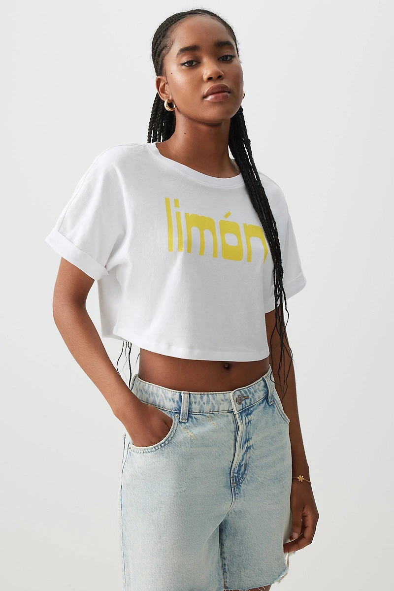 T-shirt carré ultracourt graphique