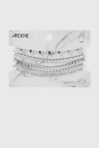 Ardene 5-Pack Mix Chain Bracelets in Silver