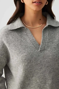 Chandail col Johnny en tricot point de riz