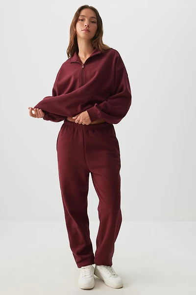 Ardene MADESOFT Fleece Baggy Sweatpants in Mahogany | Size | Polyester/Cotton | Eco-Conscious