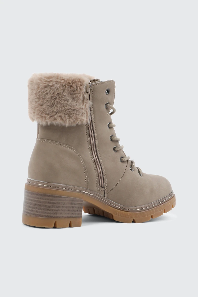 Bottes doublées à bordure en fausse fourrure