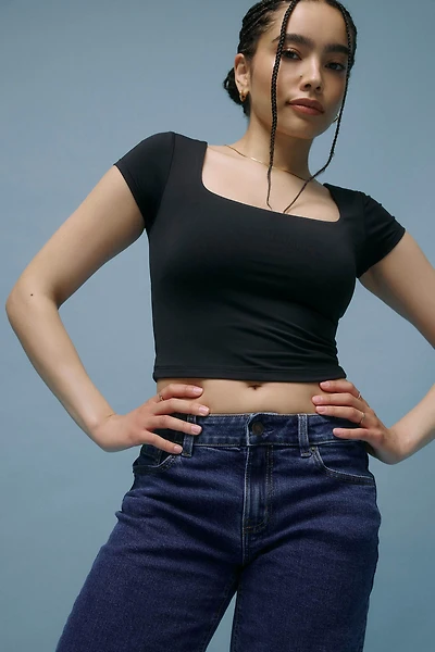 Ardene Contour Ultra Crop Square Neck T-Shirt in | Size | Elastane/Polyamide