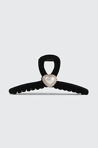 Ardene Hair Claw with Pearl Heart Detail in Black