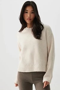 Ardene Super Soft Short Jacquard Sweater in Off-White | Size | Polyester/Elastane