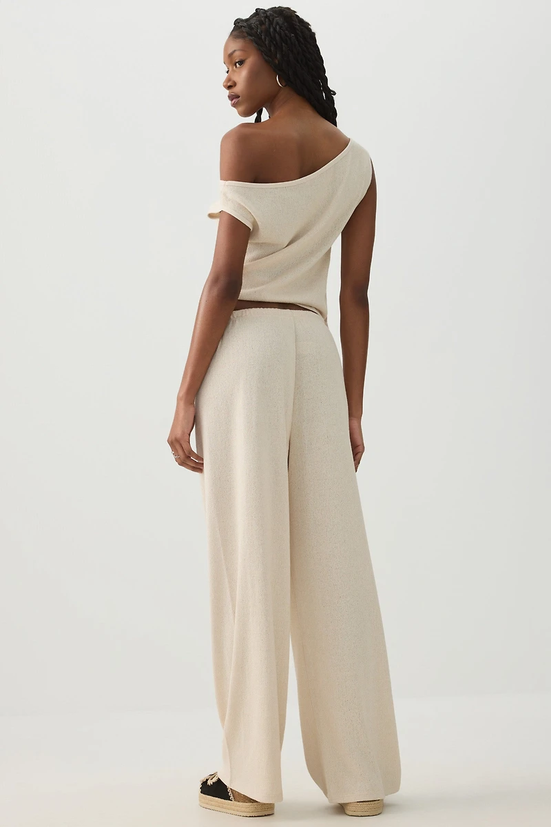 Pantalon à jambe large et taille cordon