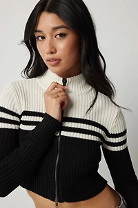 Cardigan deux tons à glissière