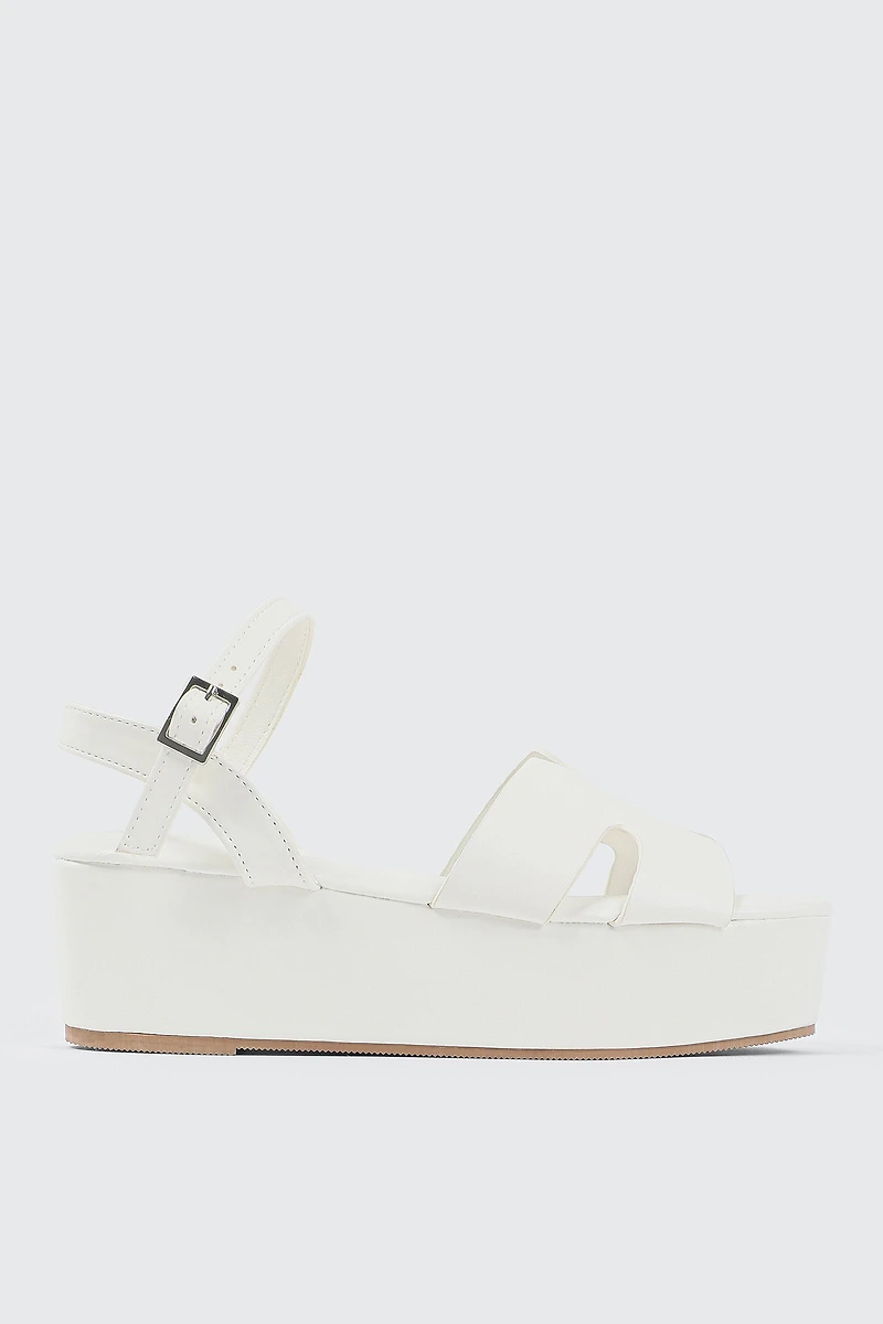 Ardene Platform H Strap Sandals in White | Size | Eco-Conscious