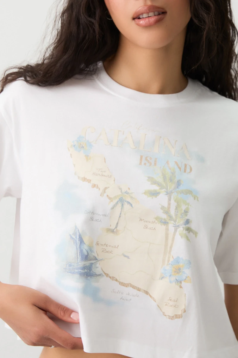 Ardene Boxy Graphic T-Shirt in White | Size | 100% Cotton