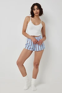 Camisole côtelée sans coutures bordée de dentelle