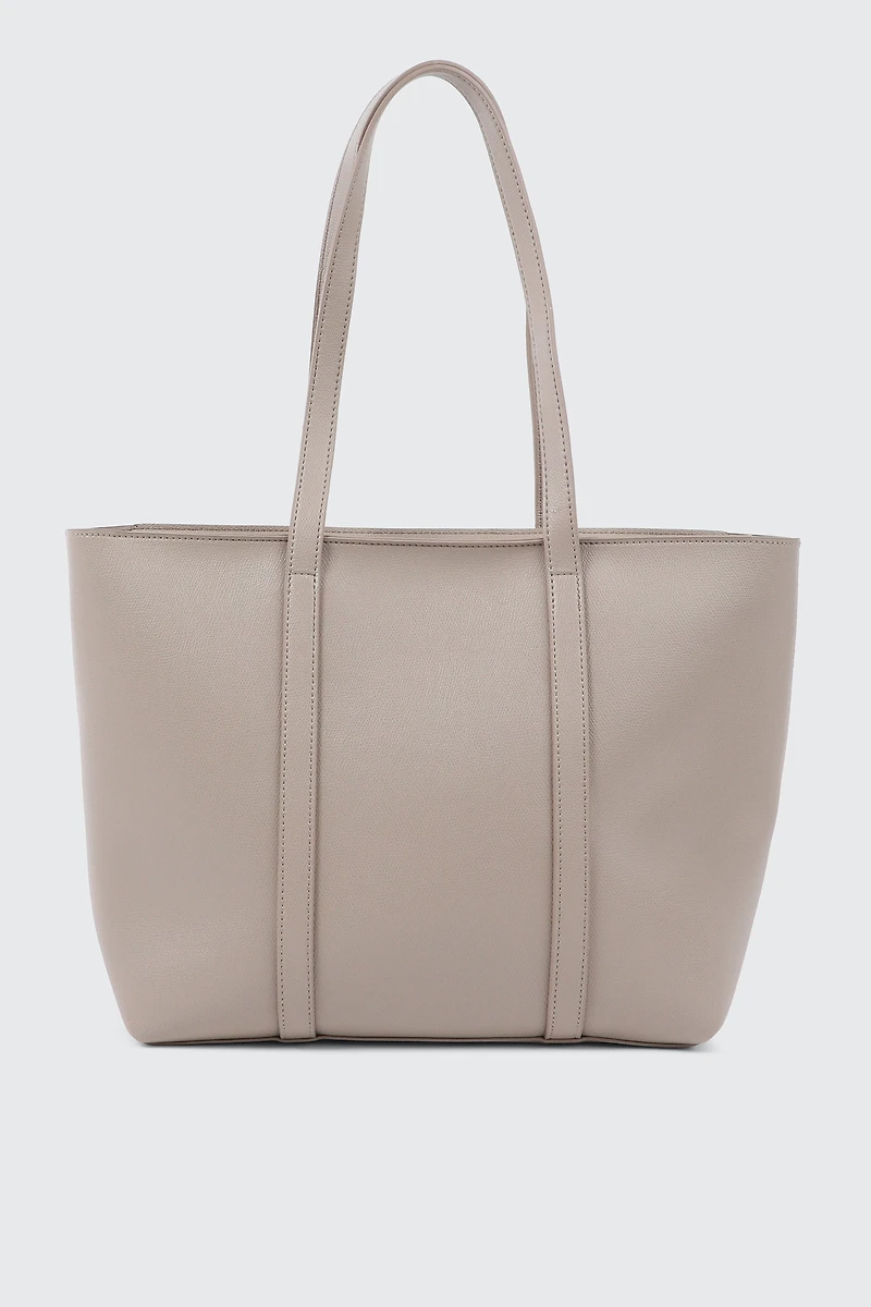 Ardene Large Faux Leather Tote Bag in Beige