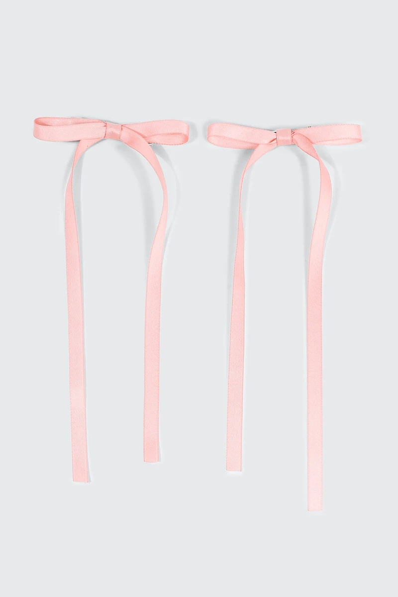 Ardene 2-Pack Bow Hair Clips in Light Pink
