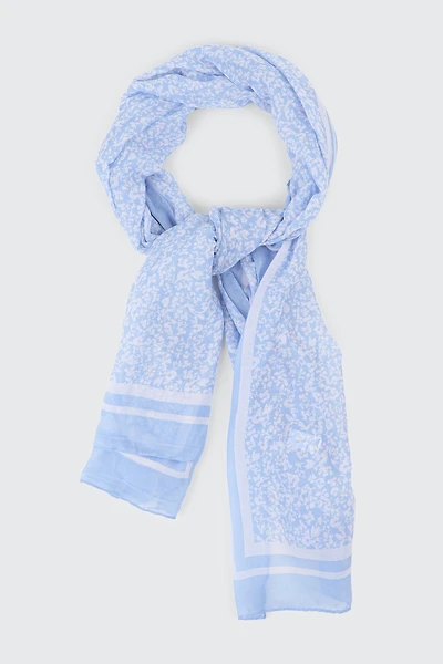 Ardene Floral Lightweight Scarf in Light Blue | 100% Viscose