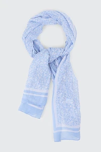 Ardene Floral Lightweight Scarf in Light Blue | 100% Viscose