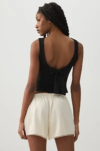 Short à taille mi-haute dentelle