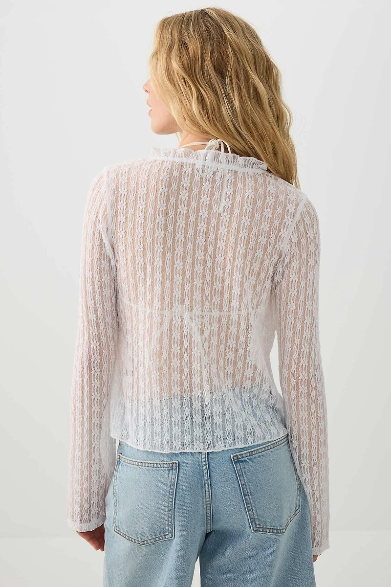 Cardigan à nouer en dentelle