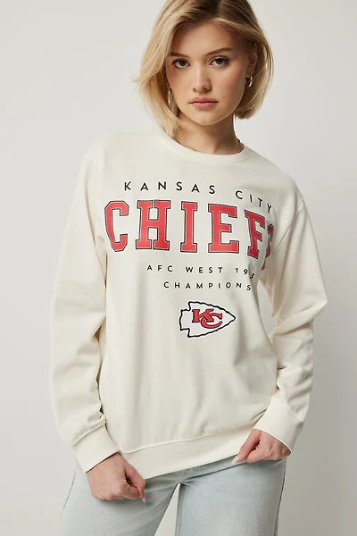 Ardene CHIEFS Sweatshirt in Beige | Size | Polyester/Cotton | Fleece-Lined