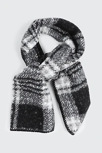 Ardene Blanket Stitch Plaid Scarf in Black | Polyester