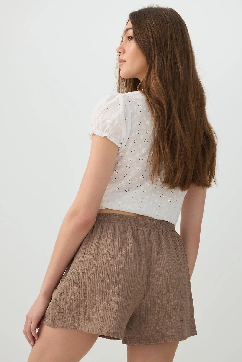 Short en maille texturée