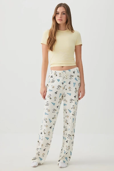 Ardene Snoopy Super Soft PJ Pants in Off-White | Size | Polyester/Spandex