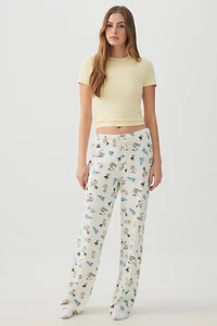 Ardene Snoopy Super Soft PJ Pants in Off-White | Size | Polyester/Spandex