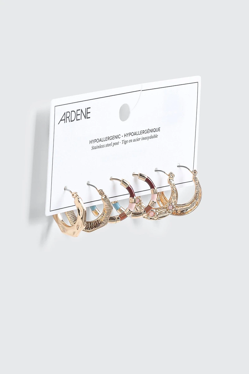 Lot de 3 paires de boucles d'oreilles variées