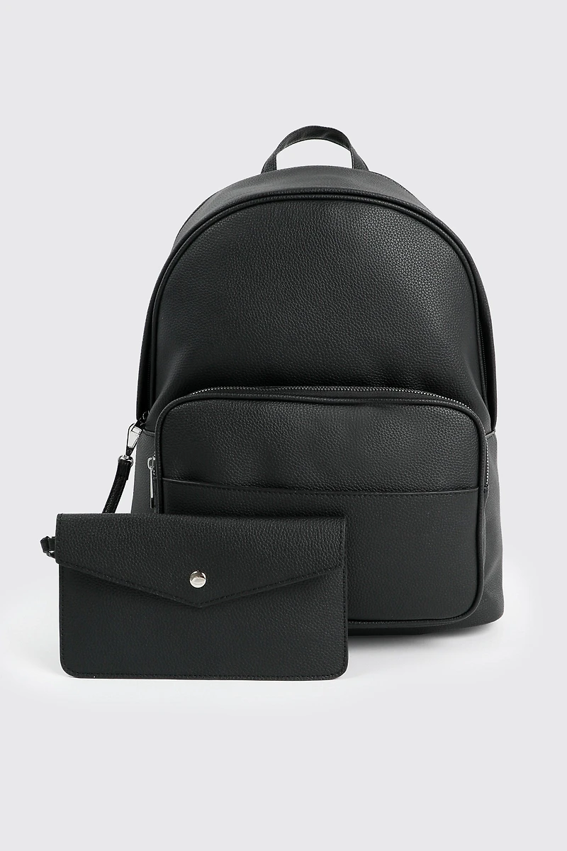 Ardene Faux Leather Backpack in Black | 100% Recycled Polyester/Faux Leather | Eco-Conscious