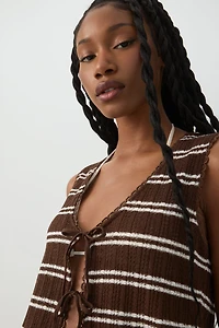Camisole en tricot nouée à l'avant rayures