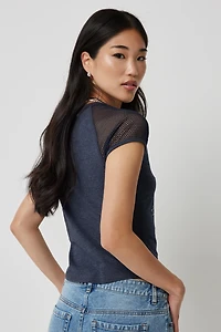 T-shirt à manches filet destination