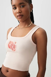 Ardene Summer Print Ultra Crop Tank in Light Pink | Size | Cotton/Elastane