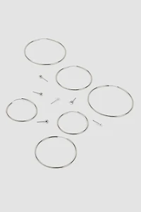 Ardene 6-Pack Stud & Hoop Earrings in Silver | Stainless Steel | Eco-Conscious