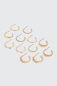 Ardene 6-Pack of Assorted Mini Hoops in Gold | Stainless Steel