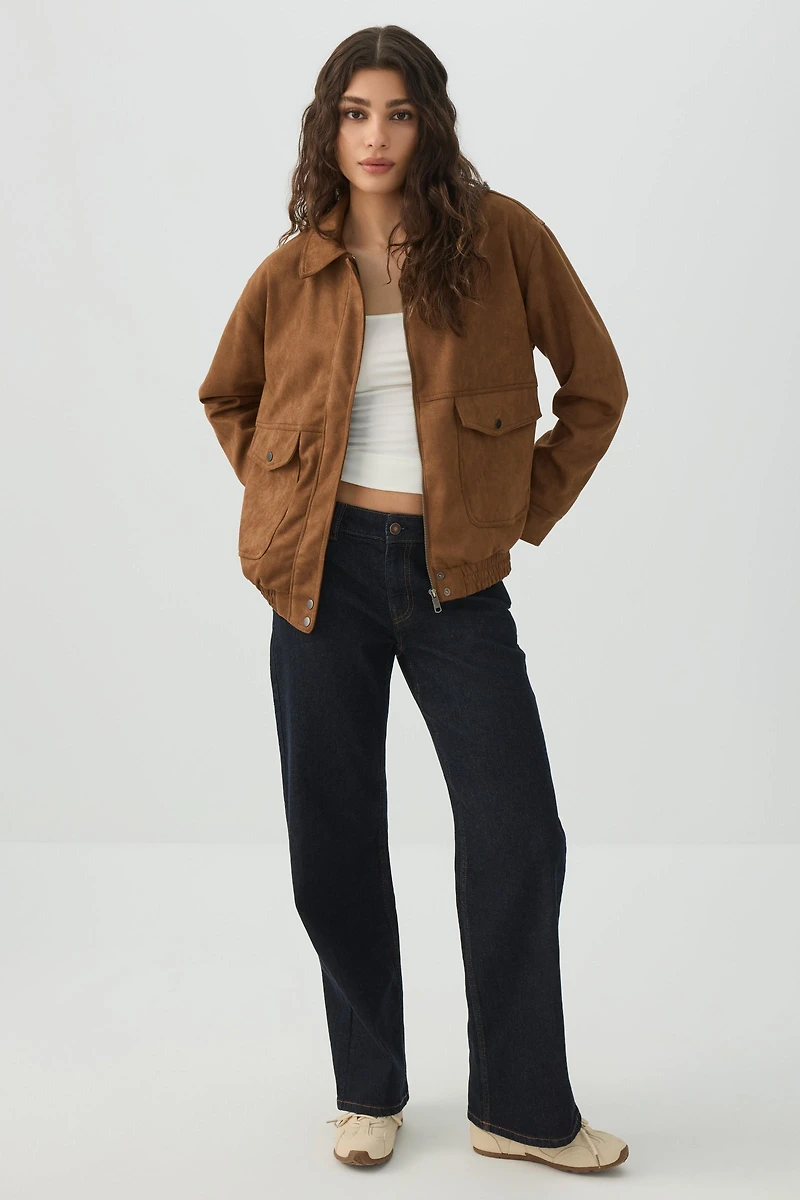 Veste ample en faux suède