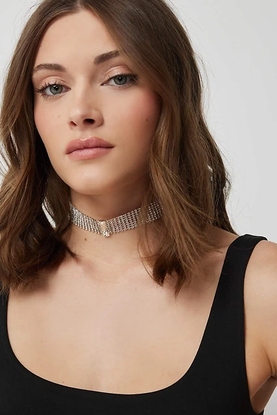 Ardene Rhinestone Choker in Silver
